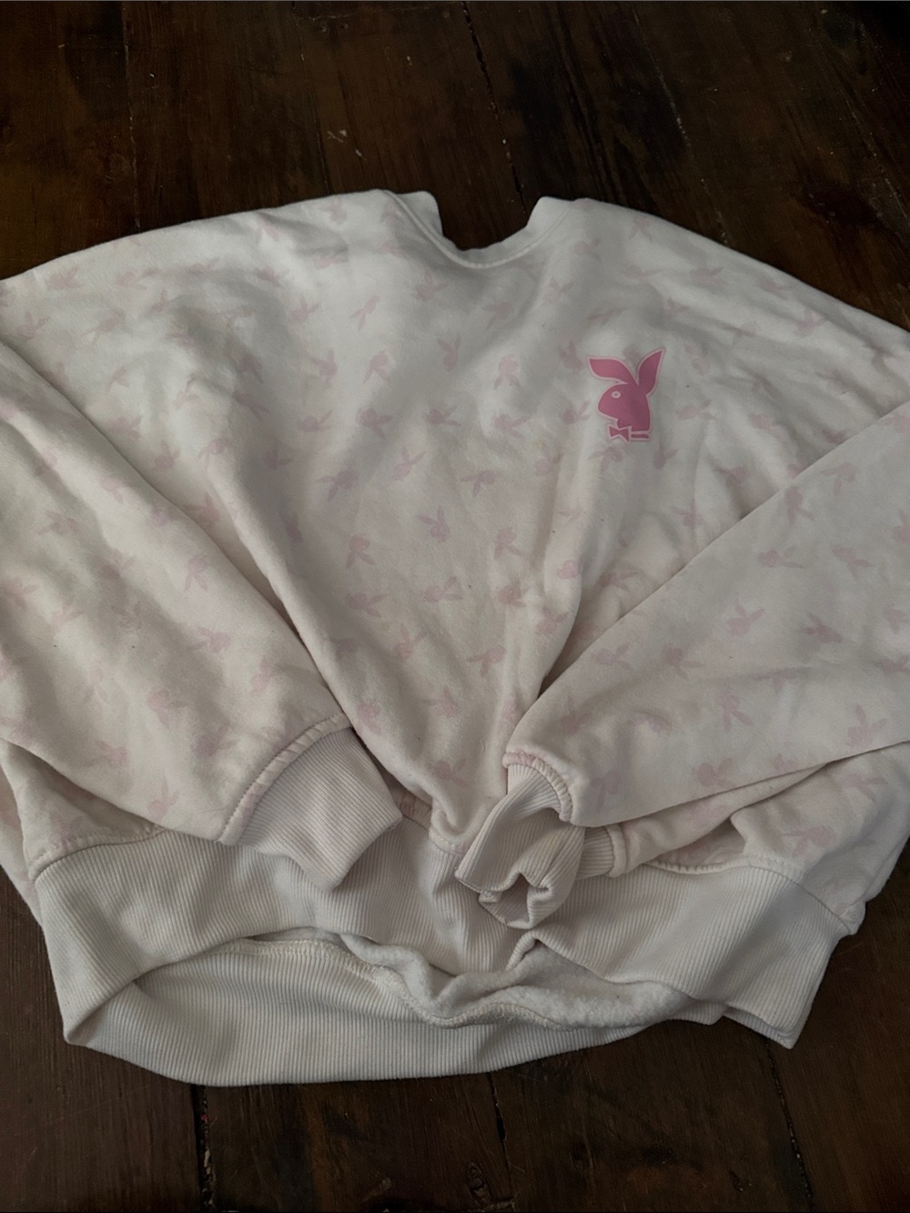 PLAYBOY Light Pink Bunny-Print Crewneck Sweatshirt